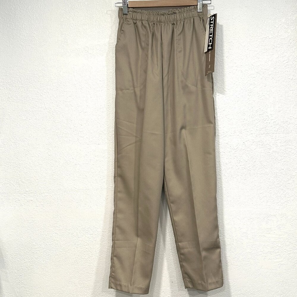 NWT Vintage Season Ticket Pull On Pants Elastic Waist Khaki USA Made Sz 8 Short